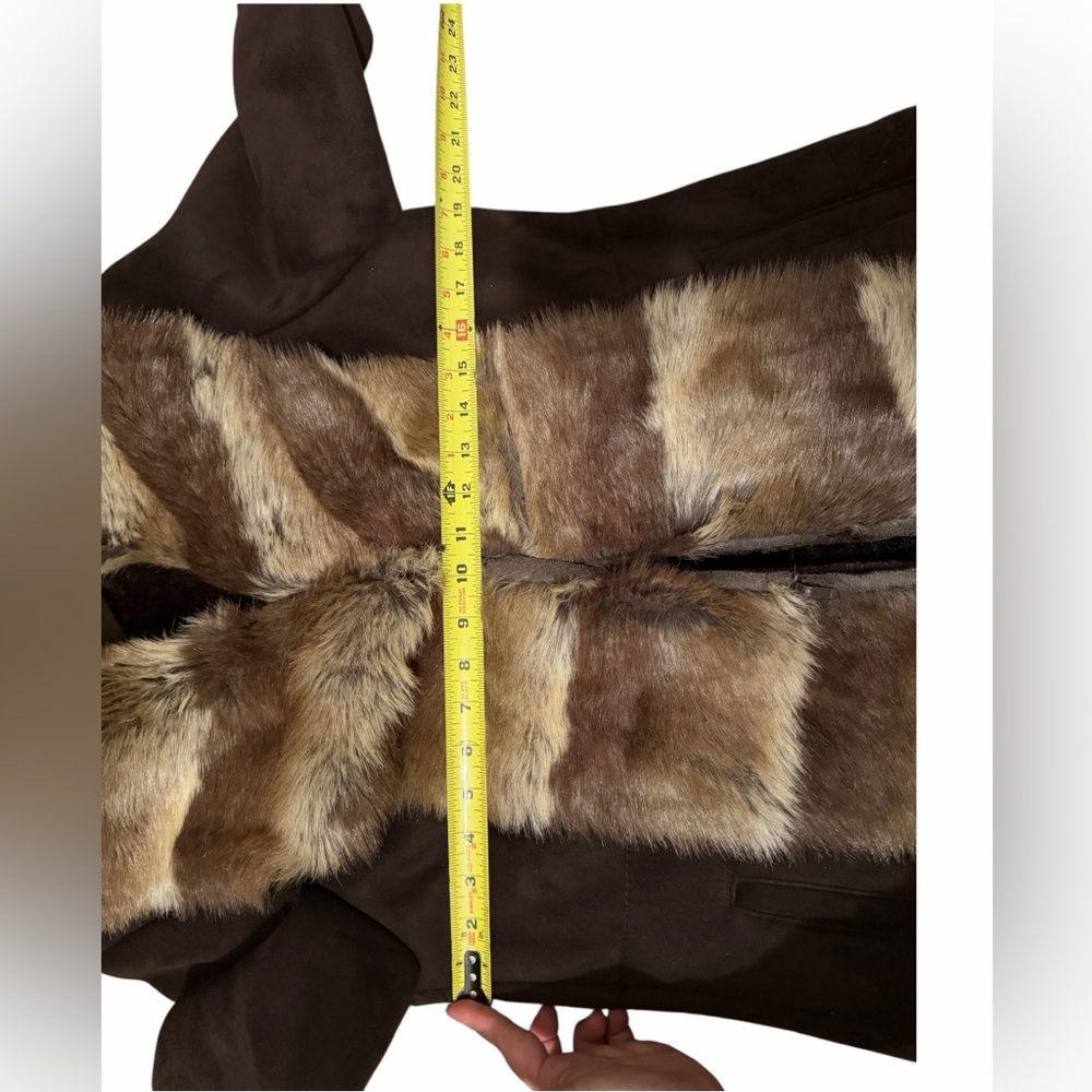 Penny Lane Style Faux Fur Trim Teddy Lined Super Warm Boho Coat Size L - Picture 9 of 12